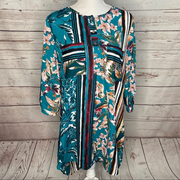 Anthropologie Tops - Fig and Flower | Anthropologie Teal Floral Tunic